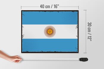 Panneau en bois drapeau Argentine 40x30cm, drapeau rétro, signe argentine 4