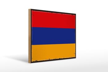 Panneau en bois drapeau de l'Arménie 40x30cm, drapeau rétro de l'Arménie 1