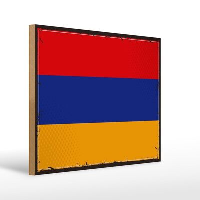 Holzschild Flagge Armenien 40x30cm Retro Flag of Armenia Schild