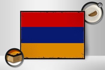 Panneau en bois drapeau de l'Arménie 40x30cm, drapeau rétro de l'Arménie 2
