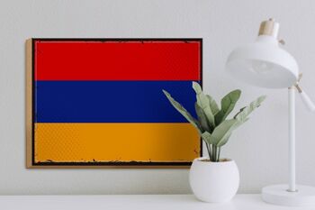 Panneau en bois drapeau de l'Arménie 40x30cm, drapeau rétro de l'Arménie 3