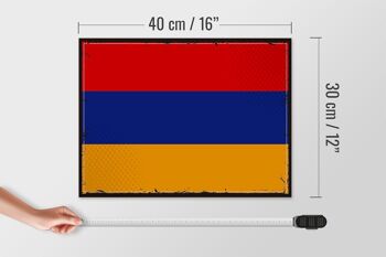Panneau en bois drapeau de l'Arménie 40x30cm, drapeau rétro de l'Arménie 4