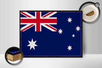 Panneau en bois drapeau australie 40x30cm, drapeau rétro australie 2