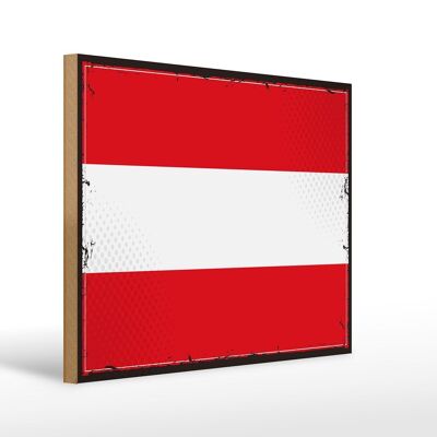 Panneau en bois drapeau Autriche 40x30cm, drapeau rétro de l'autriche