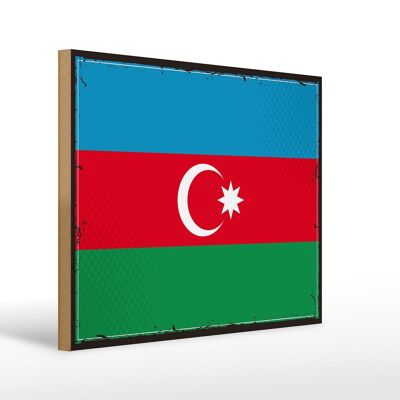 Cartello in legno bandiera dell'Azerbaigian 40x30 cm Cartello retrò dell'Azerbaigian