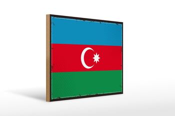 Panneau en bois drapeau de l'Azerbaïdjan 40x30cm, panneau rétro de l'Azerbaïdjan 1