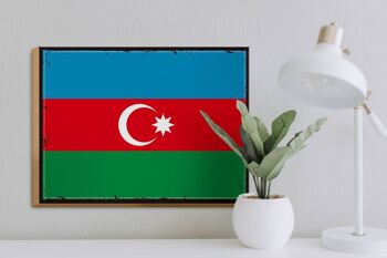 Panneau en bois drapeau de l'Azerbaïdjan 40x30cm, panneau rétro de l'Azerbaïdjan 3