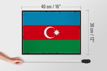 Panneau en bois drapeau de l'Azerbaïdjan 40x30cm, panneau rétro de l'Azerbaïdjan 4