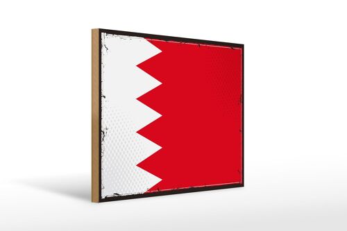 Holzschild Flagge Bahrains 40x30cm Retro Flag of Bahrain Schild