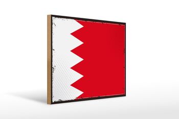 Panneau en bois Drapeau de Bahreïn 40x30cm Panneau rétro Drapeau de Bahreïn 1