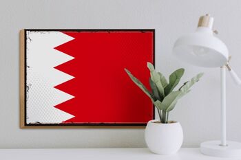 Panneau en bois Drapeau de Bahreïn 40x30cm Panneau rétro Drapeau de Bahreïn 3
