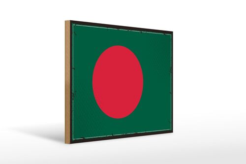 Holzschild Flagge Bangladesch 40x30cm Retro Bangladesh Deko Schild