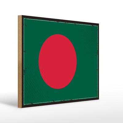 Panneau en bois drapeau Bangladesh 40x30cm, panneau décoratif rétro Bangladesh
