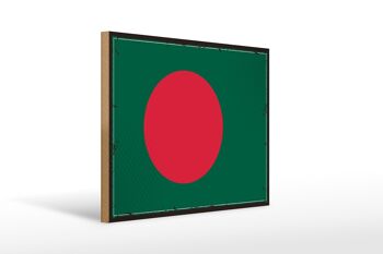 Panneau en bois drapeau Bangladesh 40x30cm, panneau décoratif rétro Bangladesh 1