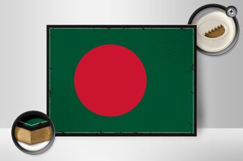 Panneau en bois drapeau Bangladesh 40x30cm, panneau décoratif rétro Bangladesh 2