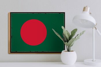 Panneau en bois drapeau Bangladesh 40x30cm, panneau décoratif rétro Bangladesh 3