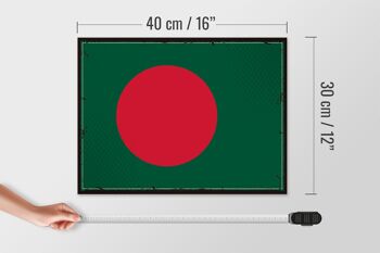 Panneau en bois drapeau Bangladesh 40x30cm, panneau décoratif rétro Bangladesh 4