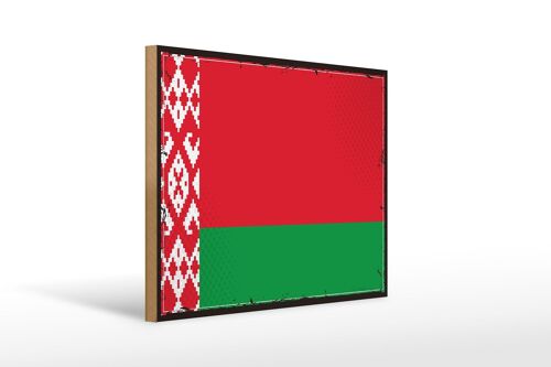 Holzschild Flagge Weißrussland 40x30cm Retro Flag Belarus child