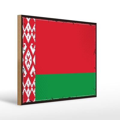 Cartello in legno Bandiera Bielorussia 40x30 cm Bandiera retrò Bielorussia bambino