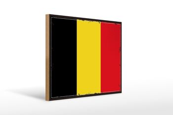 Panneau en bois Drapeau de la Belgique 40x30cm Panneau rétro Drapeau de la Belgique 1