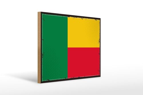 Holzschild Flagge Benins 40x30cm Retro Flag of Benin Deko Schild