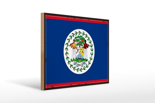 Holzschild Flagge Belizes 40x30cm Retro Flag of Belize Deko Schild