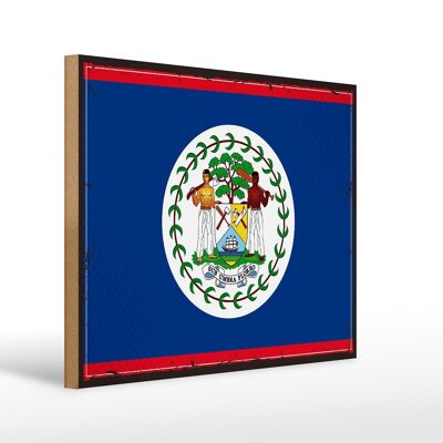 Cartello in legno Bandiera del Belize 40x30 cm Cartello decorativo con bandiera retrò del Belize