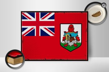 Panneau en bois drapeau des Bermudes 40x30cm, drapeau rétro des Bermudes 2
