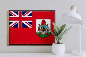 Panneau en bois drapeau des Bermudes 40x30cm, drapeau rétro des Bermudes 3
