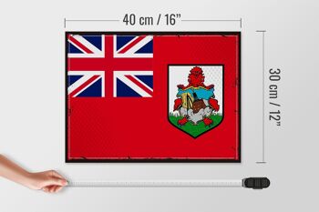 Panneau en bois drapeau des Bermudes 40x30cm, drapeau rétro des Bermudes 4