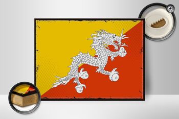 Panneau en bois drapeau du Bhoutan, 40x30cm, drapeau rétro du Bhoutan, panneau décoratif 2