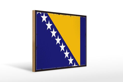 Holzschild Flagge Bosnien und Herzegowina 40x30cm Retro Deko Schild