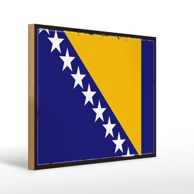 Cartello in legno bandiera Bosnia ed Erzegovina 40x30 cm cartello decorativo retrò