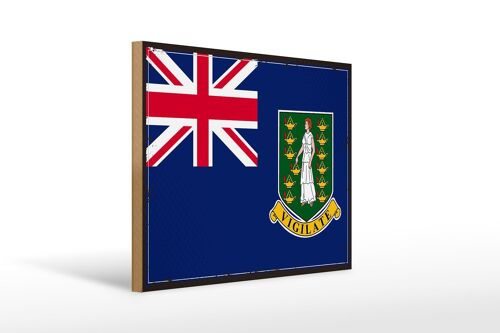 Holzschild Flagge Britischen Jungferninseln 40x30cm Retro Schild