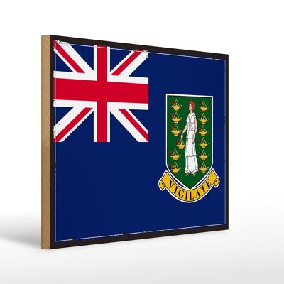 Letrero de madera bandera Islas Vírgenes Británicas 40x30cm letrero retro