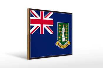 Panneau en bois drapeau des îles Vierges britanniques, panneau rétro 40x30cm 1