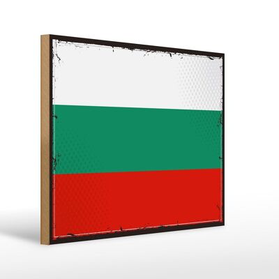 Cartello in legno Bandiera della Bulgaria 40x30 cm Cartello con bandiera retrò della Bulgaria