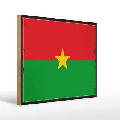 Cartel de madera bandera de Burkina Faso 40x30cm cartel retro de Burkina Faso