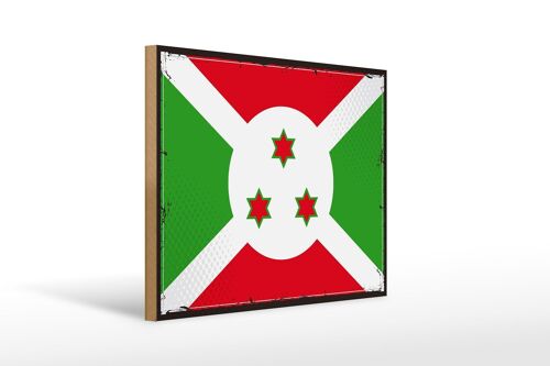 Holzschild Flagge Burundis 40x30cm Retro Flag of Burundi Schild