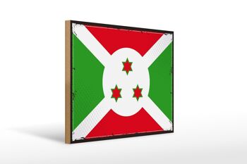 Panneau en bois drapeau du Burundi 40x30cm, drapeau rétro du Burundi 1