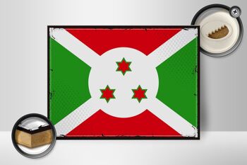 Panneau en bois drapeau du Burundi 40x30cm, drapeau rétro du Burundi 2