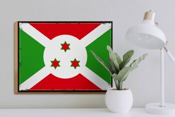 Panneau en bois drapeau du Burundi 40x30cm, drapeau rétro du Burundi 3