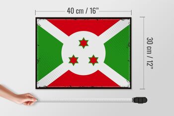 Panneau en bois drapeau du Burundi 40x30cm, drapeau rétro du Burundi 4