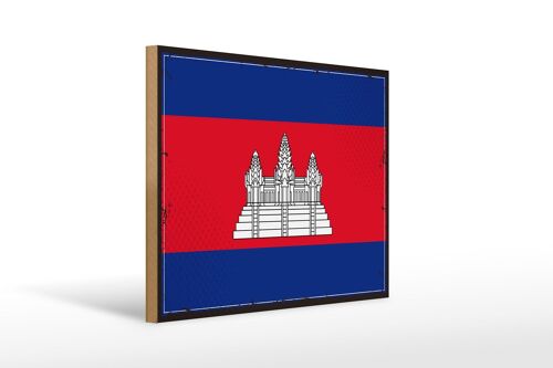 Holzschild Flagge Kambodschas 40x30cm Retro Flag Cambodia Schild