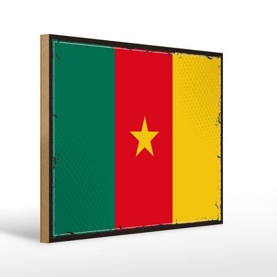 Cartello in legno bandiera del Camerun 40x30 cm Cartello con bandiera retrò del Camerun