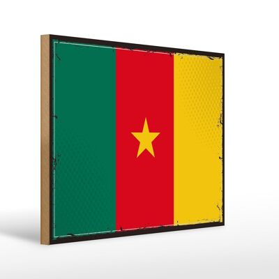 Holzschild Flagge Kameruns 40x30cm Retro Flag of Cameroon Schild