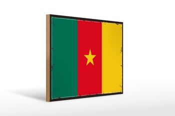 Panneau en bois drapeau du Cameroun 40x30cm Panneau rétro drapeau du Cameroun 1