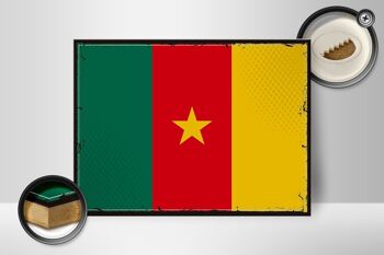 Panneau en bois drapeau du Cameroun 40x30cm Panneau rétro drapeau du Cameroun 2