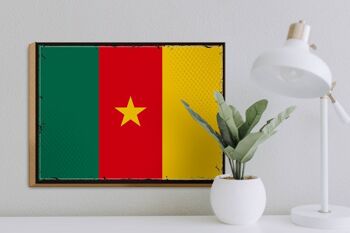 Panneau en bois drapeau du Cameroun 40x30cm Panneau rétro drapeau du Cameroun 3