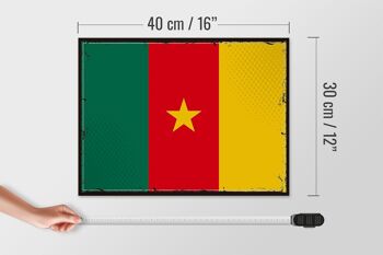 Panneau en bois drapeau du Cameroun 40x30cm Panneau rétro drapeau du Cameroun 4